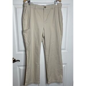 Beige Chino Straight Leg Pants Size 14W  w Side Elastic Waist Women Within NEW